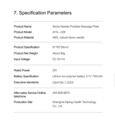 Specification Parameters